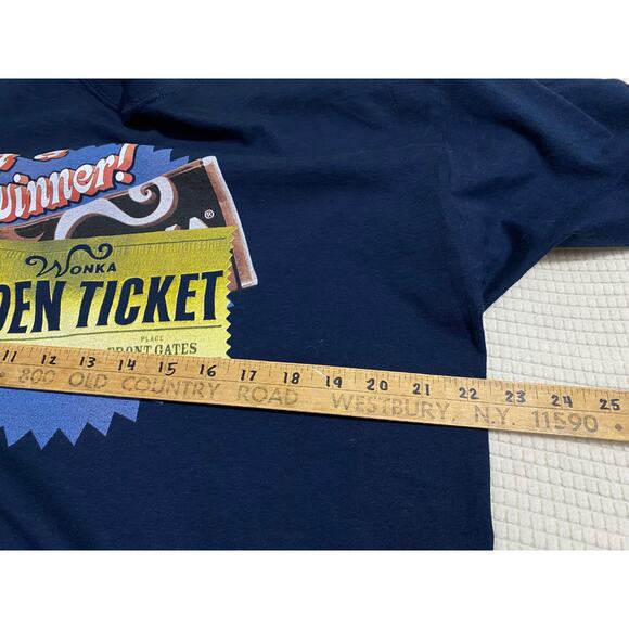 Willy Wonka Golden Ticket I'm a Winner Movie Film Graphic Blue Shirt Size XL - Picture 3 of 9